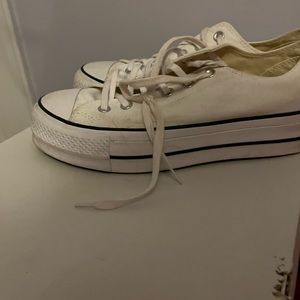 White converse low top platform sneakers
